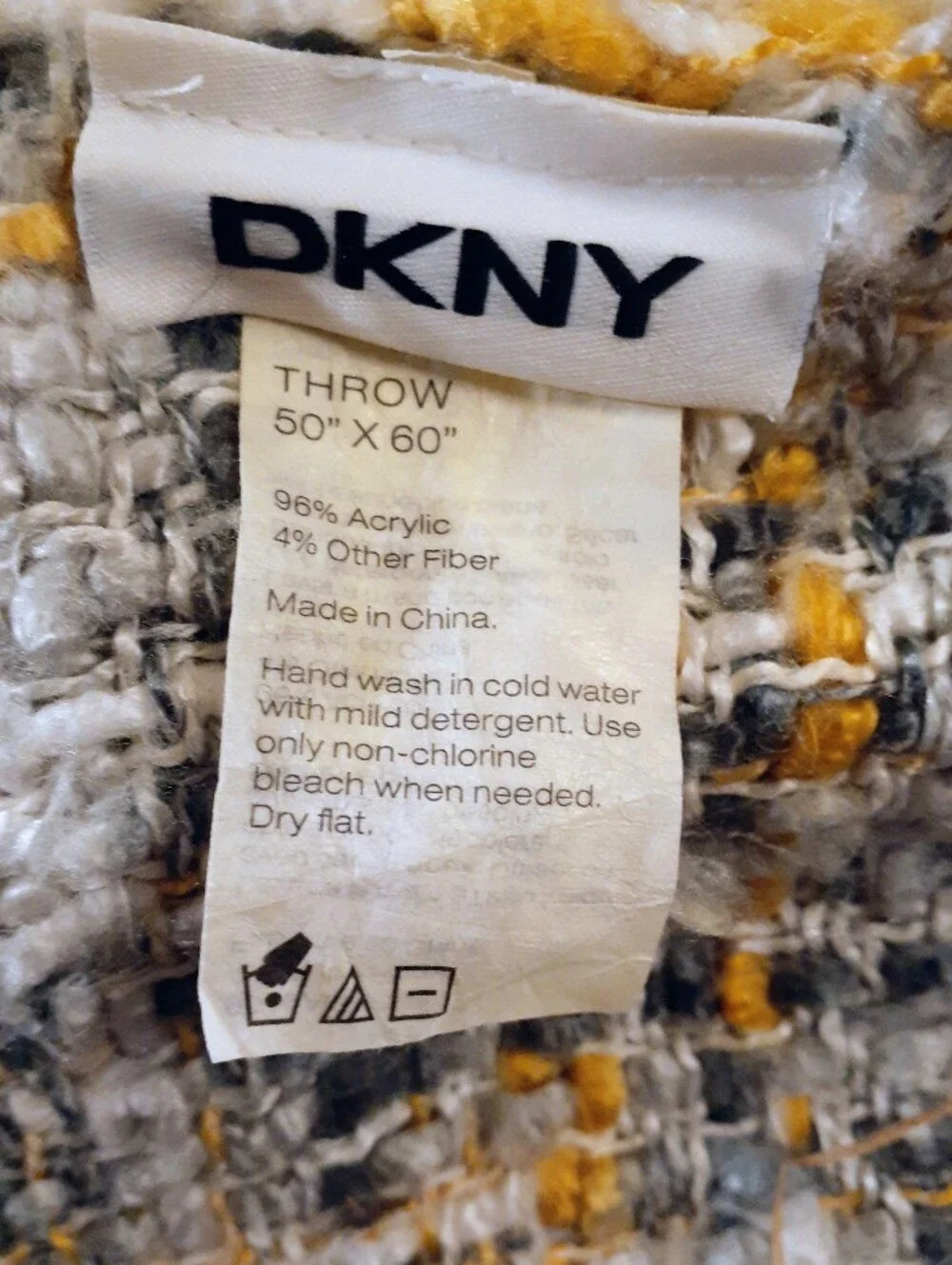 DKNY Home Nubby Woven Plaid Fringed Throw Blanket